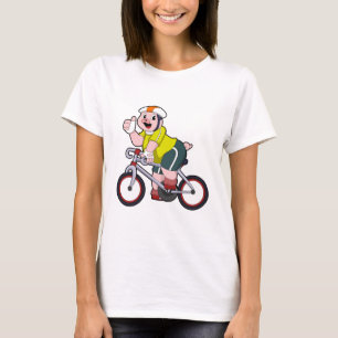 Camiseta Cerdo con bicicleta y casco