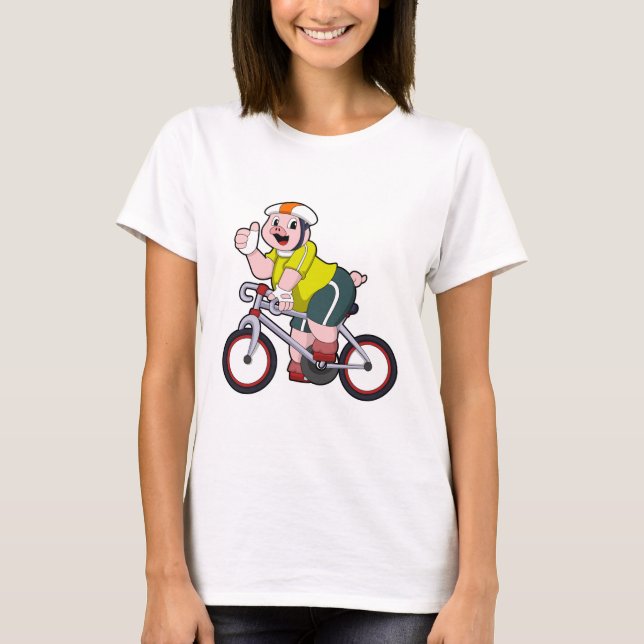 Camiseta Cerdo con bicicleta y casco (Anverso)