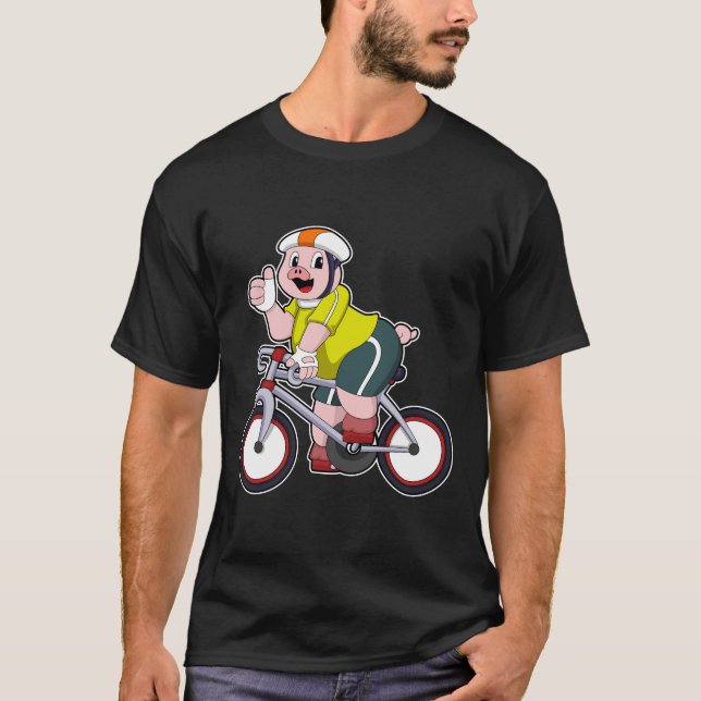 Camiseta Cerdo con bicicleta y casco (Anverso)