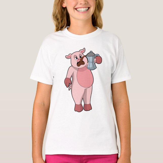 Camiseta Cerdo con café (Anverso)