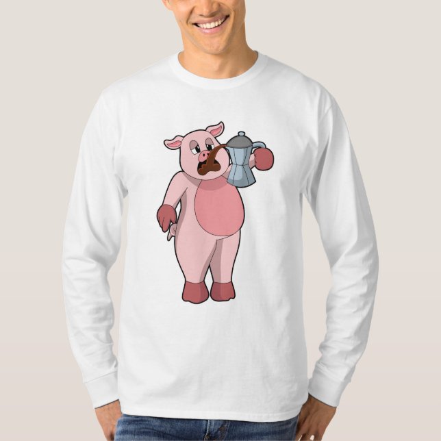 Camiseta Cerdo con café (Anverso)