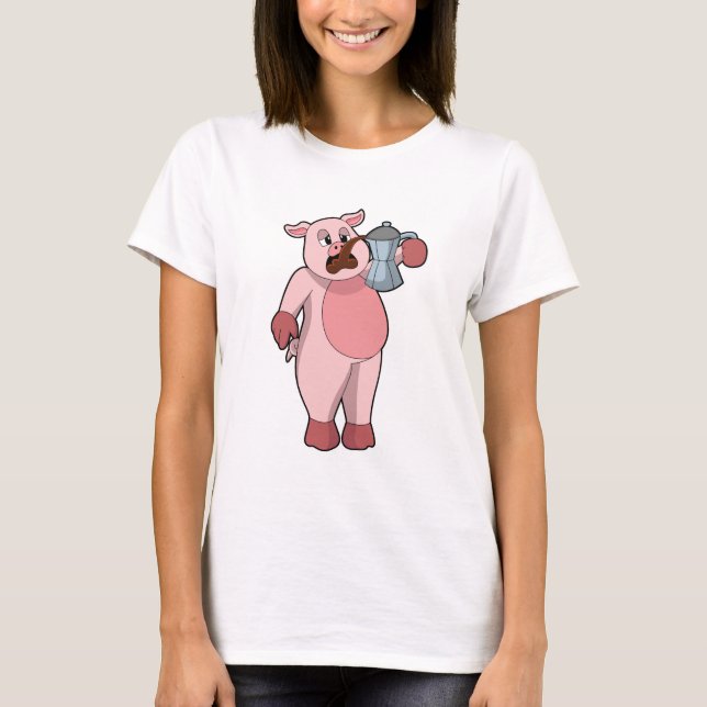 Camiseta Cerdo con café (Anverso)
