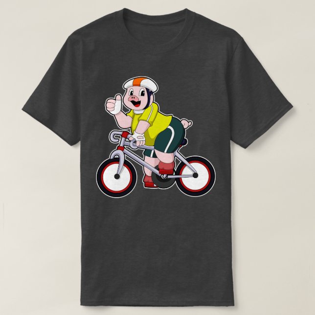 Camiseta Cerdo con casco de bicicleta (Diseño del anverso)