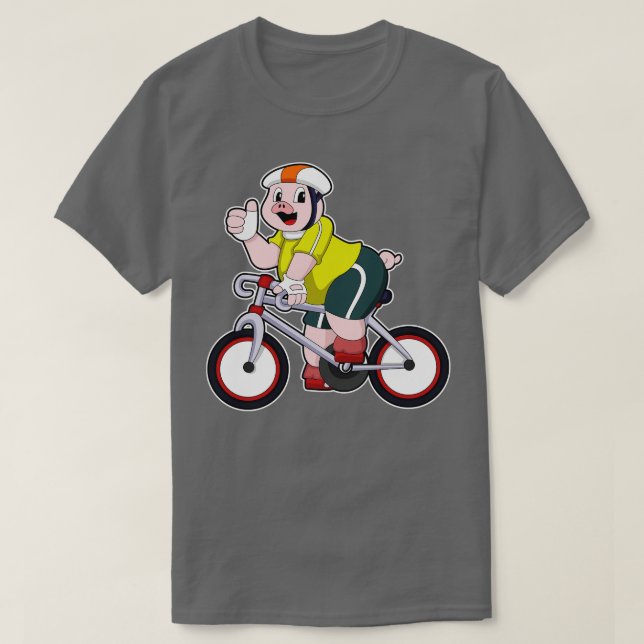 Camiseta Cerdo con casco de bicicleta (Diseño del anverso)