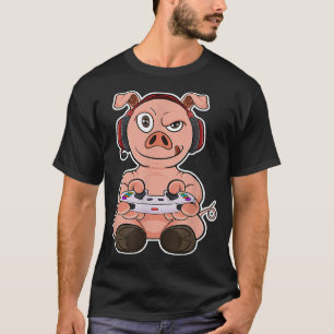 Camiseta Cerdo Con Controlador De Juegos I Divertido Juego