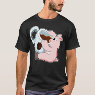 Camiseta Cerdo con copa de café