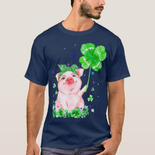 Camiseta Cerdo con estrellas de shamrock en día de St Patr