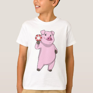 Camiseta Cerdo con fichas de póquer