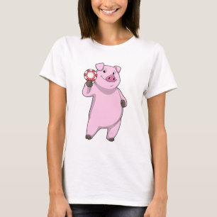 Camiseta Cerdo con fichas de póquer
