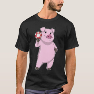 Camiseta Cerdo con fichas de póquer