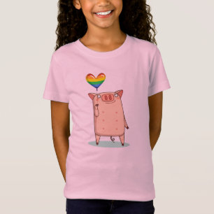 Camiseta Cerdo con globo arco iris