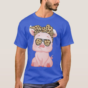 Camiseta Cerdo Con Leopardo De Cabeza Flor Cute Cerdo Lover