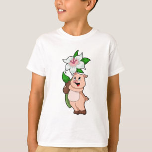 Camiseta Cerdo con Lily de Flores