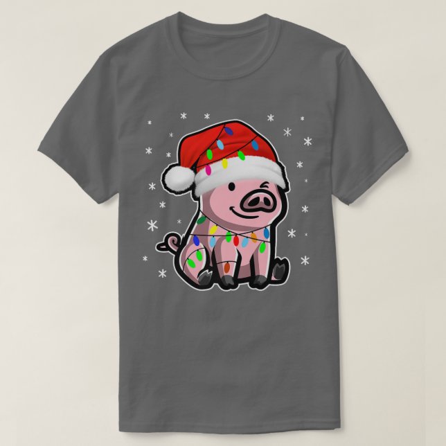 Camiseta Cerdo con luces Navidades para los amantes de los  (Diseño del anverso)