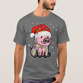 Camiseta Cerdo con luces Navidades para los amantes de los