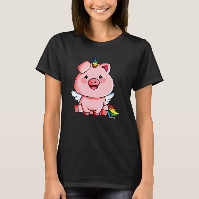Camiseta Cerdo Cuerno de unicornio Vestido Fancy (Anverso)