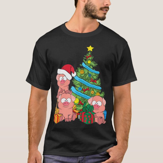 Camiseta Cerdo de árbol de navidad Granja de cerdos animale (Anverso)
