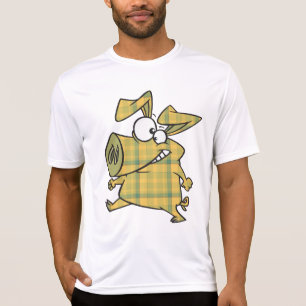Camiseta Cerdo de dibujos animados a cuadros divertido anim