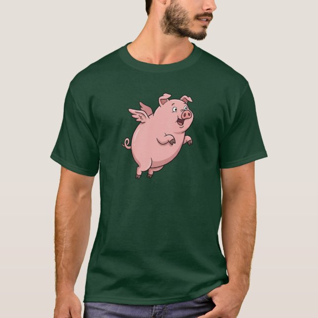 Camiseta Cerdo de dibujos animados volando lindo (Anverso)
