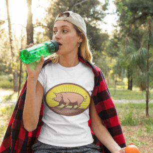Camiseta Cerdo de granja retro con explosión de sol