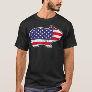 Camiseta Cerdo De Guinea 4 De Julio Bandera Estadounidense 