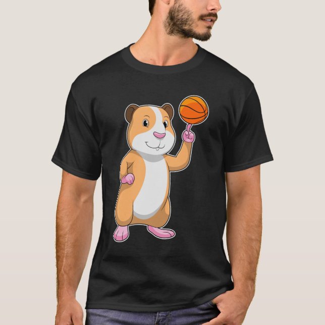 Camiseta Cerdo de Guinea como jugador de baloncesto con bal (Anverso)
