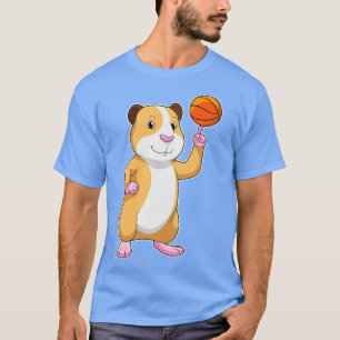 Camiseta Cerdo de Guinea como jugador de baloncesto con bal