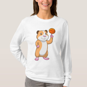 Camiseta Cerdo de Guinea como jugador de baloncesto con bal