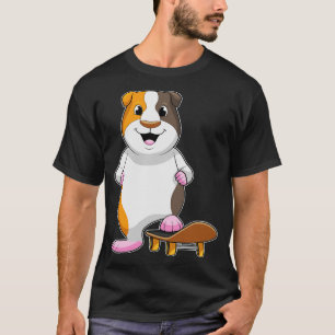 Camiseta Cerdo de Guinea como patinador con patineta