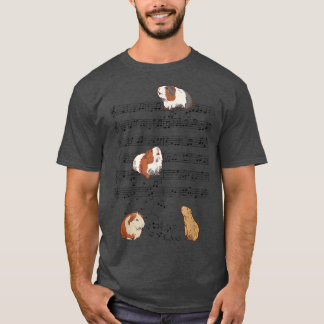 Camiseta Cerdo de Guinea Cute Nota Música Clef Músico A