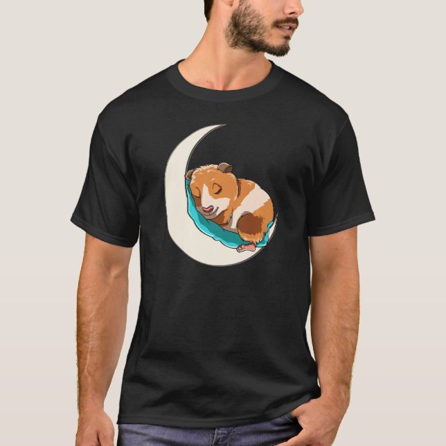 Camiseta Cerdo de Guinea durmiente en la luna (Anverso)