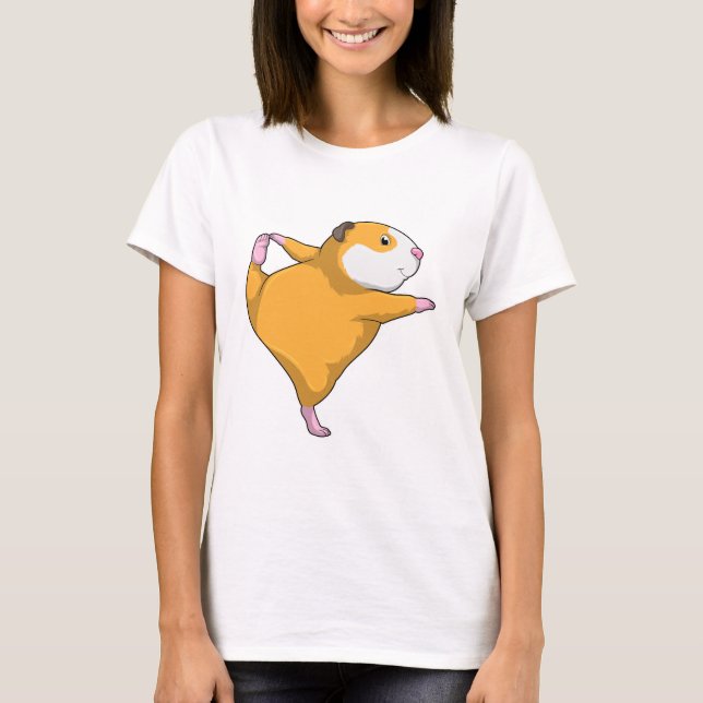 Camiseta Cerdo de Guinea en ejercicio de Stretching de Yoga (Anverso)