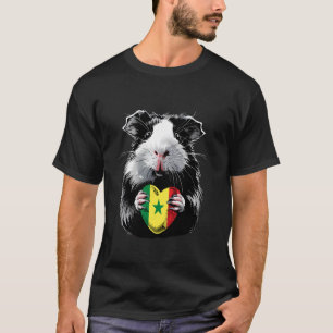 Camiseta Cerdo de Guinea Senegal Corazón Bandera Senegalesa
