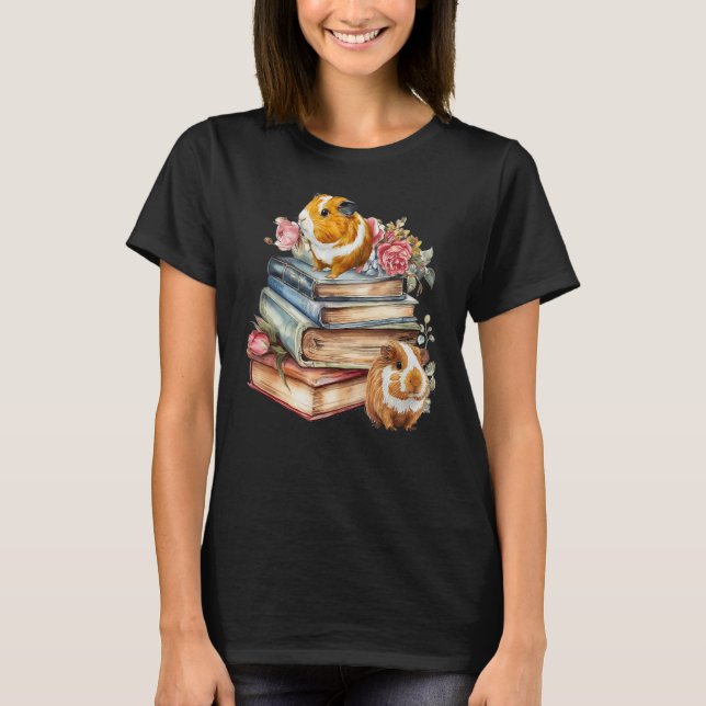 Camiseta Cerdo de Guinea y libros adorados con ropa gráfica (Anverso)