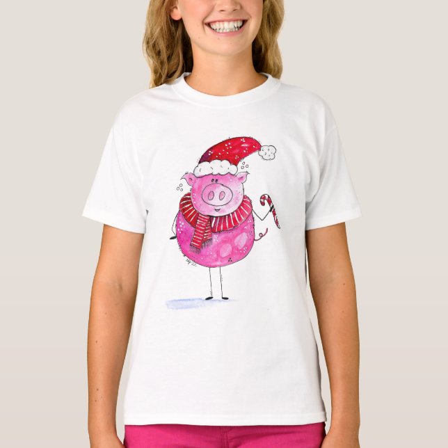 Camiseta Cerdo de Navidades caprichosos (Anverso)