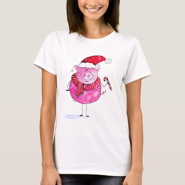 Camiseta Cerdo de Navidades caprichosos (Anverso)