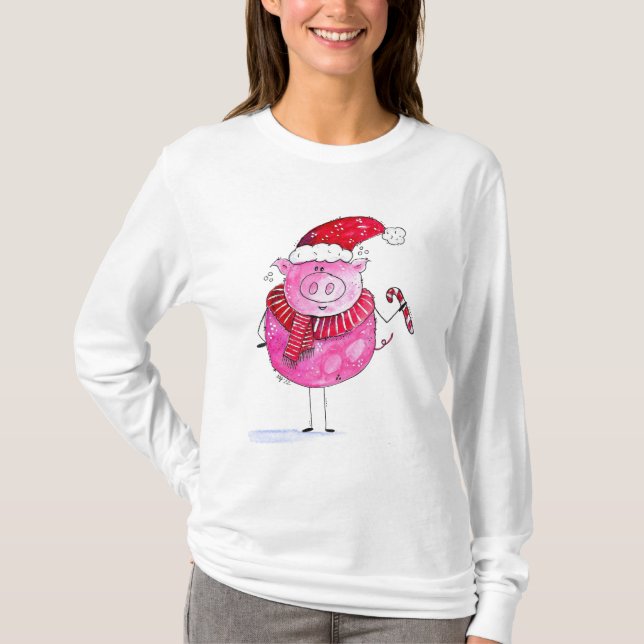 Camiseta Cerdo de Navidades caprichosos (Anverso)
