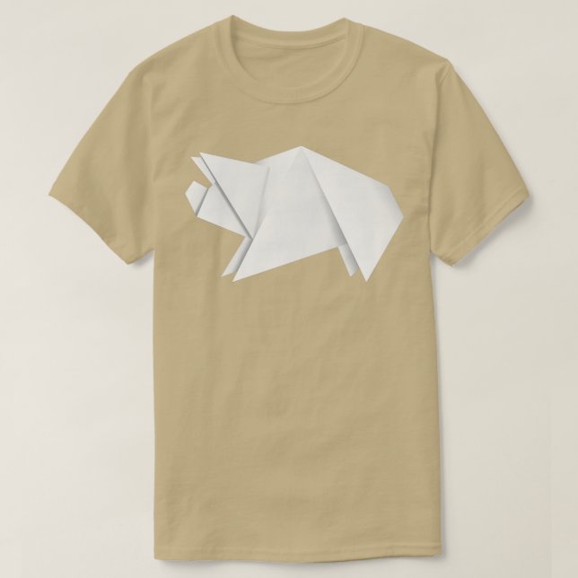 Camiseta Cerdo de origami blanco (Diseño del anverso)