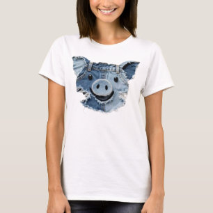 Camiseta Cerdo de Parche de Mezclilla