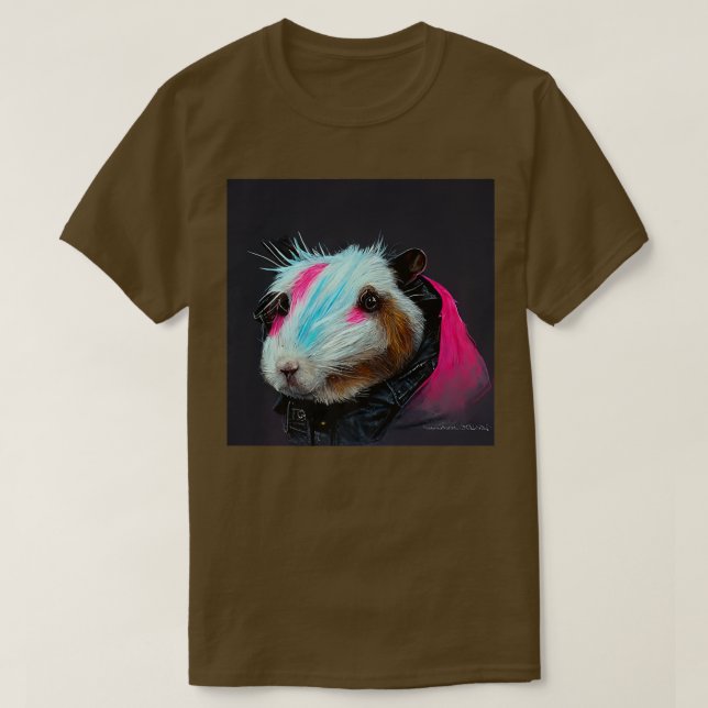 Camiseta Cerdo De Rock punk En Una Chaqueta De Cuero Premiu (Diseño del anverso)