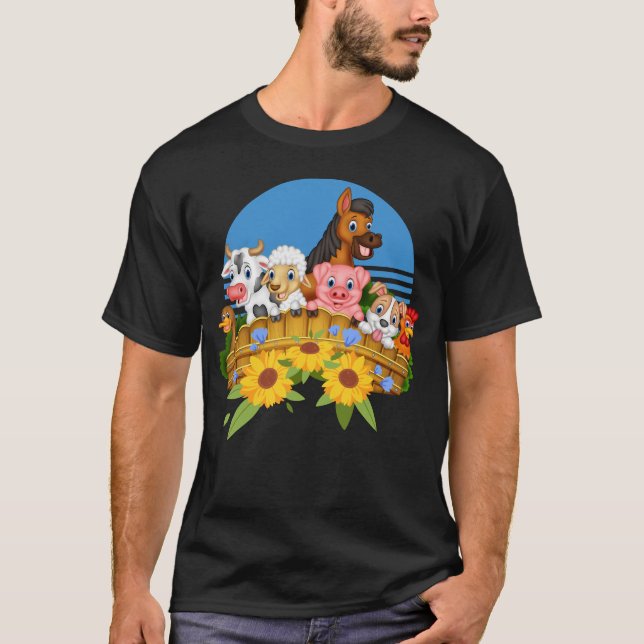 Camiseta Cerdo de vaca de pollo de granja (Anverso)