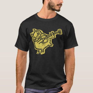 Camiseta Cerdo del banjo del grabar en madera