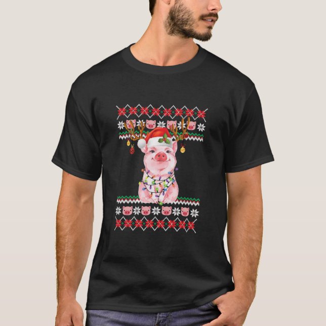 Camiseta Cerdo divertido amante de los Navidades feos suéte (Anverso)