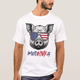 Camiseta Cerdo divertido Amer-OINK-a Patriótico
