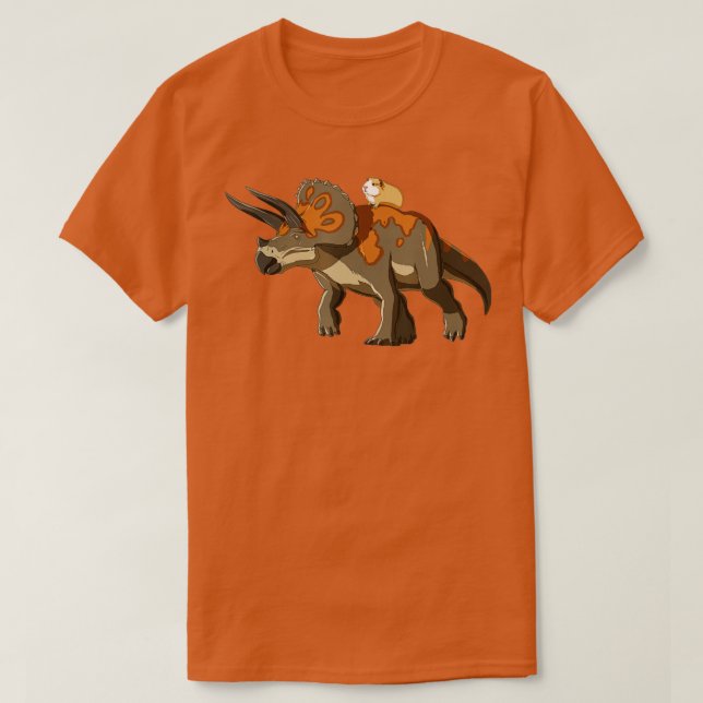 Camiseta Cerdo divertido de Guinea montando Triceratops Din (Diseño del anverso)