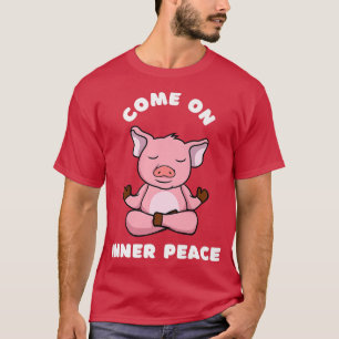 Camiseta Cerdo divertido de yoga en el interior de la paz M