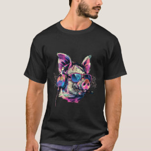 Camiseta Cerdo DJ Techno EDM Amante de la Música de Cerdo A