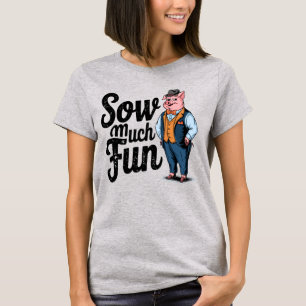 Camiseta Cerdo Elegante con Traje Diseño de Personaje Diver