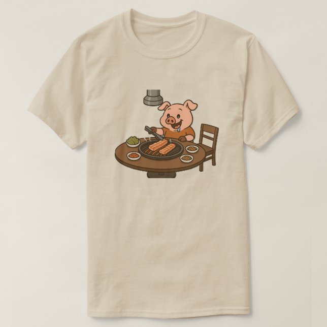 Camiseta Cerdo en barbacoa (Diseño del anverso)