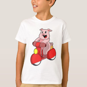 Camiseta Cerdo en bicicleta con Scooter